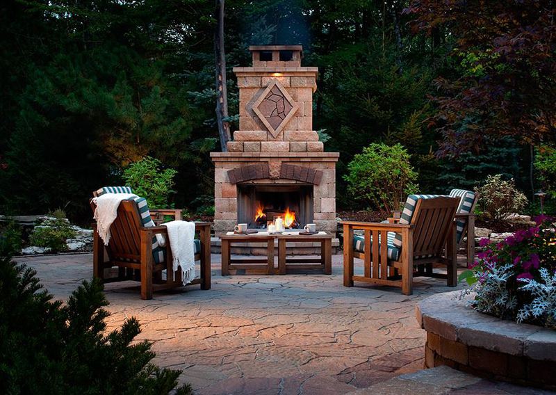 luxurious outdoor fireplace